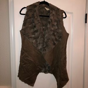 Anthropologie brown faux sheep vest